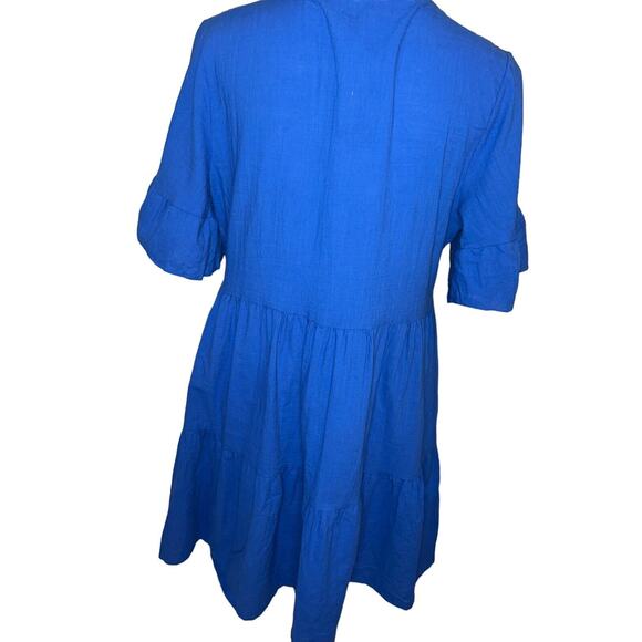 Fancyinn Dress Sz M Short Sleeve Cotton V-Neck Knee Length‎ Royal Blue - Picture 6 of 12